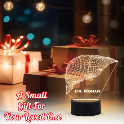 Personalized Led Lamp 3D Illusion Liver Night Light Gift for Hepatologists Doctor & Medical Student Warm White Light